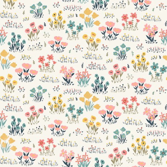 POPPIE COTTON - Painted Blossom - Amanda Grace - 24663 White Wildflowers