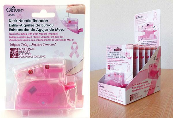 CLOVER - Desk Needle Threader, Pink Ribbon 4080