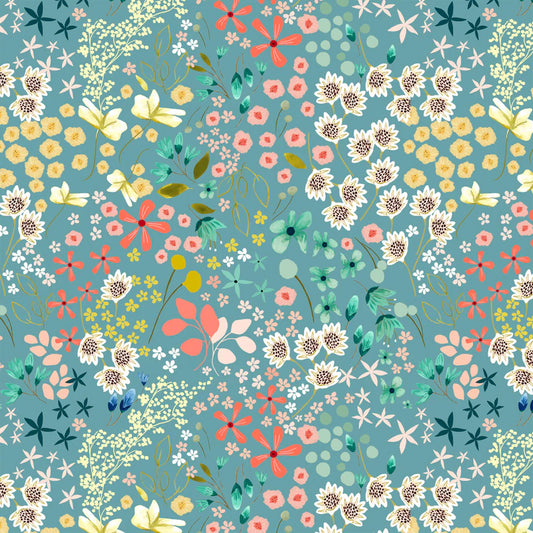 POPPIE COTTON - Serenity Blooms - Ginger Deverell - 24509 Blue