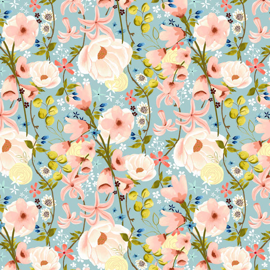 POPPIE COTTON - Serenity Blooms - Ginger Deverell - 24515 Blue