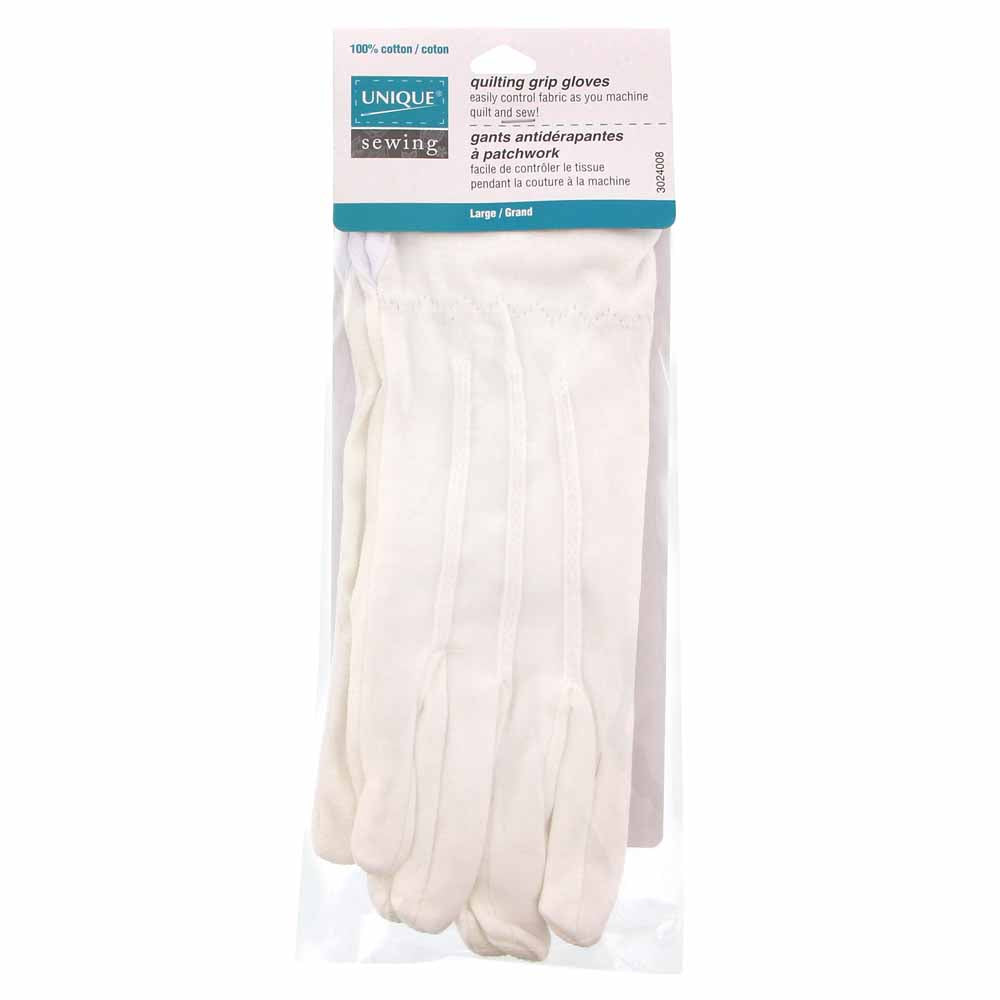 UNIQUE QUILTING Grip Gloves - Large - White